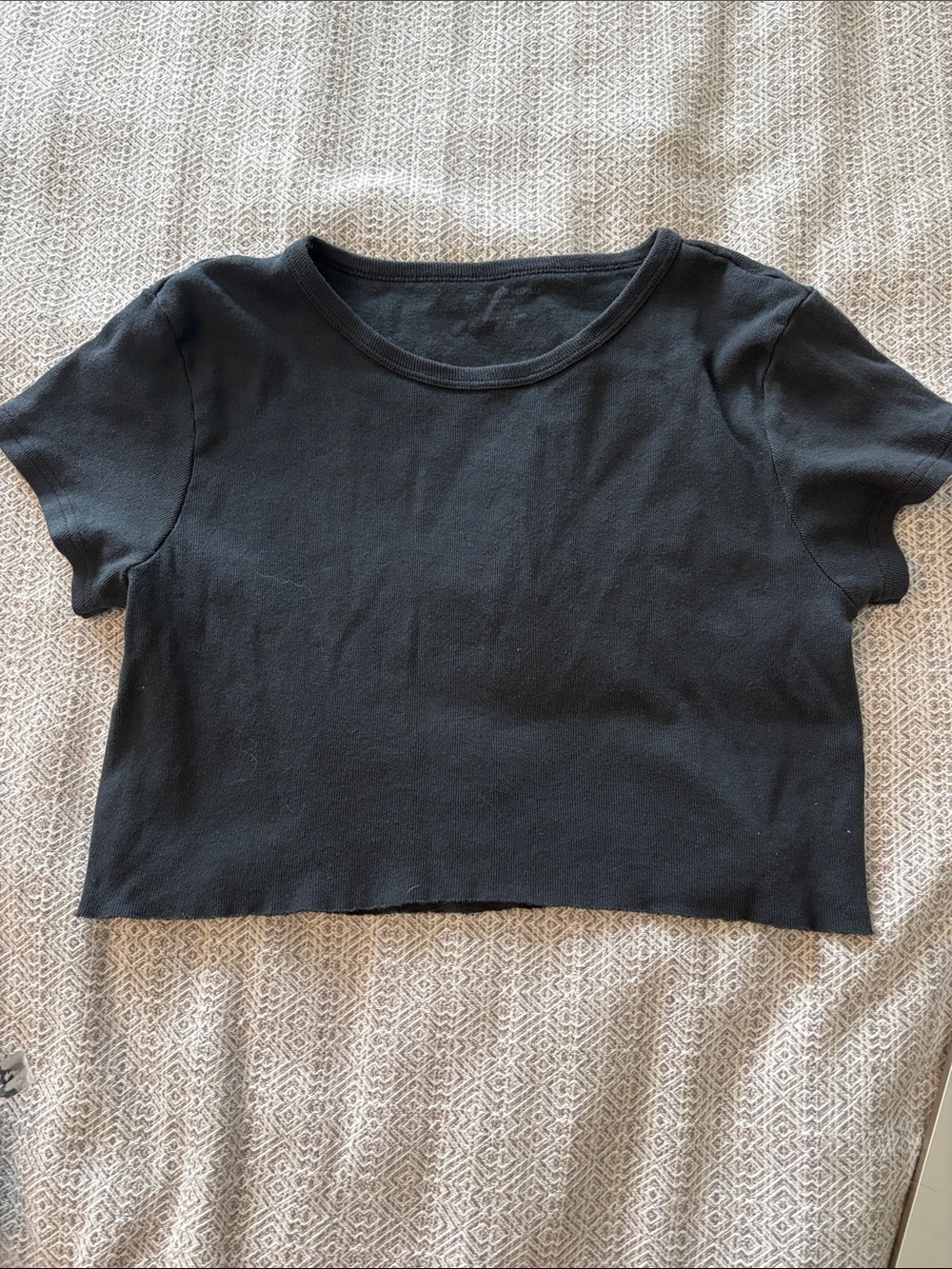 Brandy Melville Black Cropped Crewneck Tee